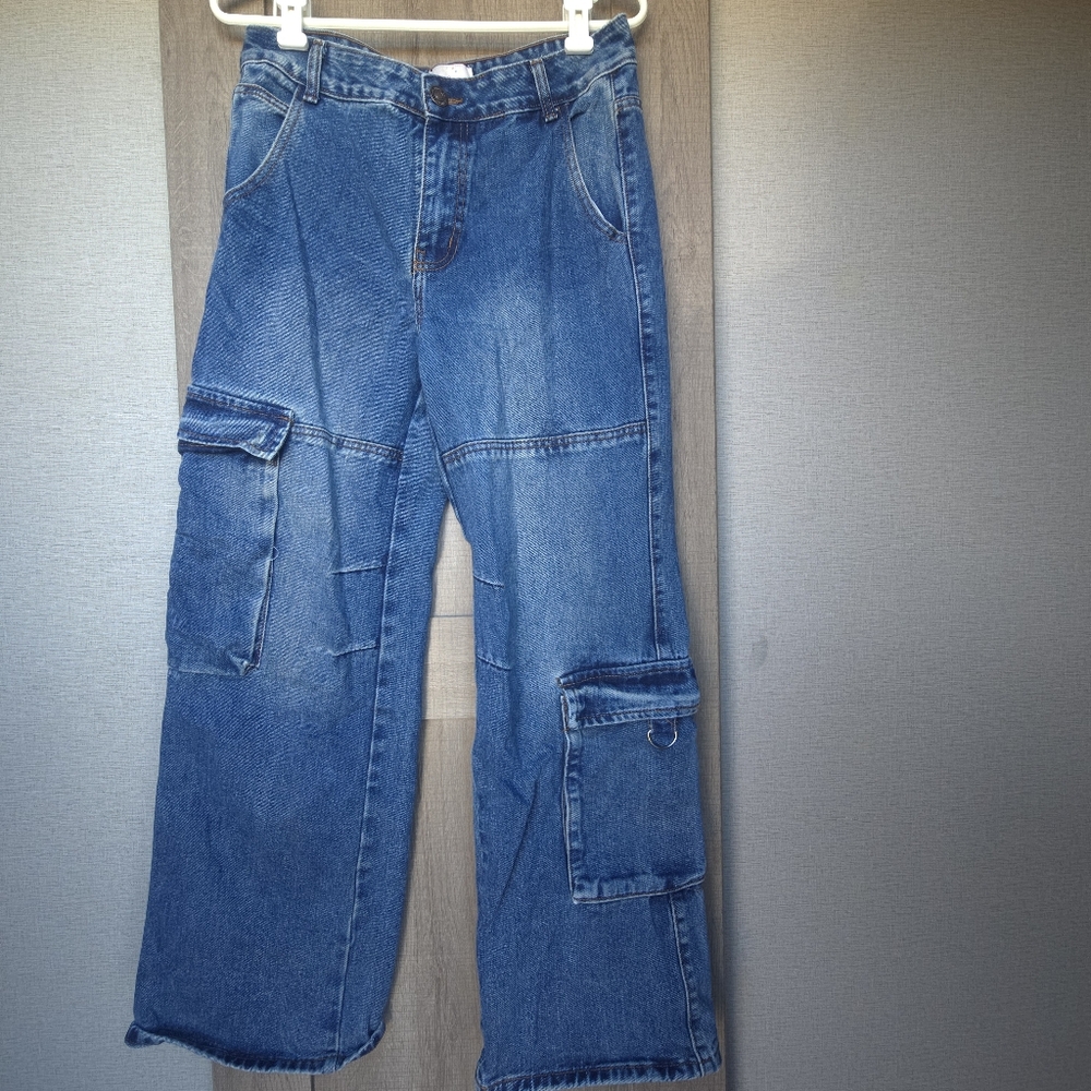 Lilac Sunset Juniors Blue Cargo Jeans Size 11/12